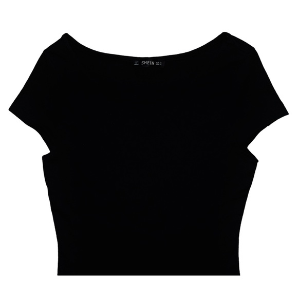 Black Spandex Form Fitting Cap Sleeve T-Shirt Dress XS NEW - Picture 3 of 9